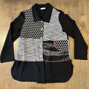 Zoe by Michael Phillips‎ Women's Black Geometric Cardigan Size M